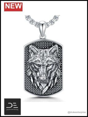 925 Sterling Silver Wolf Moon Pendant Necklace Men Women Handmade Jewelry Gift